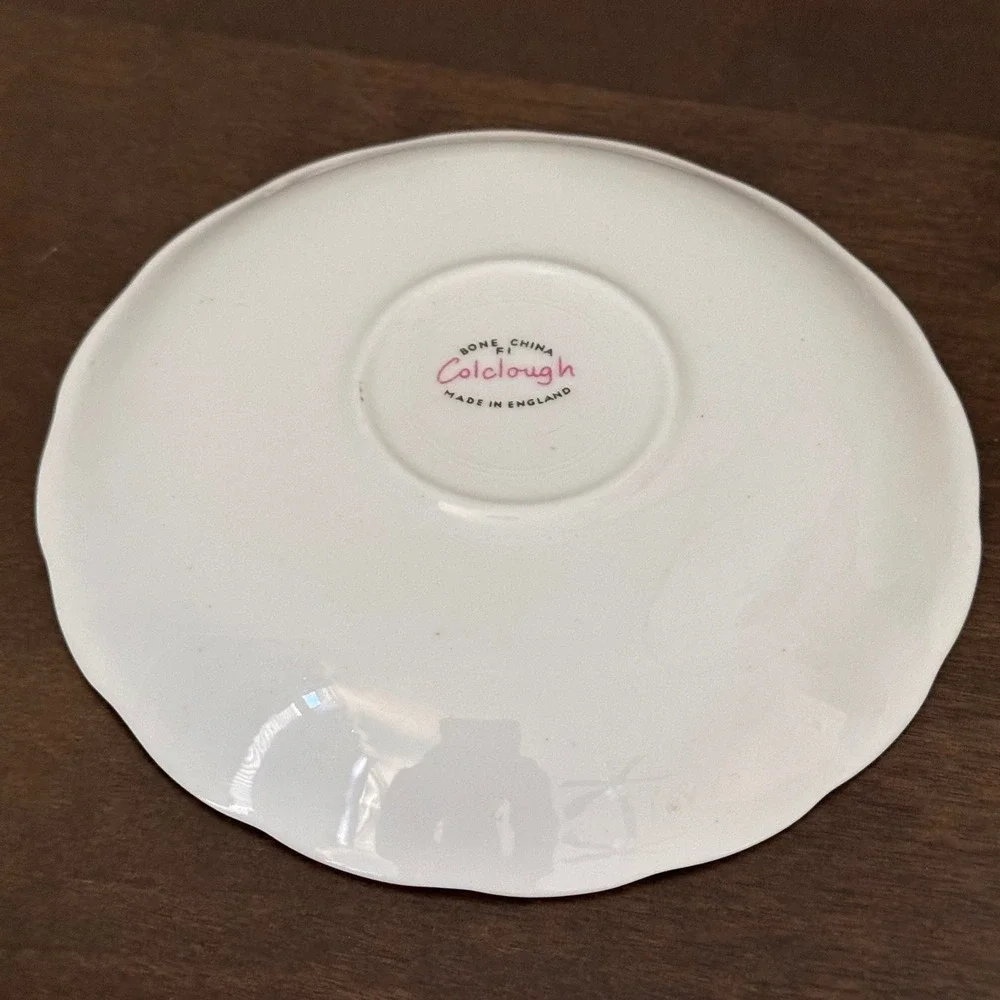 Vintage Colclough Bone China TeaCup Saucer Pink Floral Gold Trim Made in England